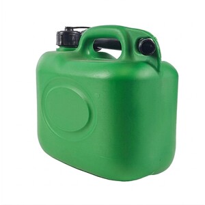 Pegdev 5L Green Plastic Fuel Can with Safety Cap and Flexible Spout Pack of 1