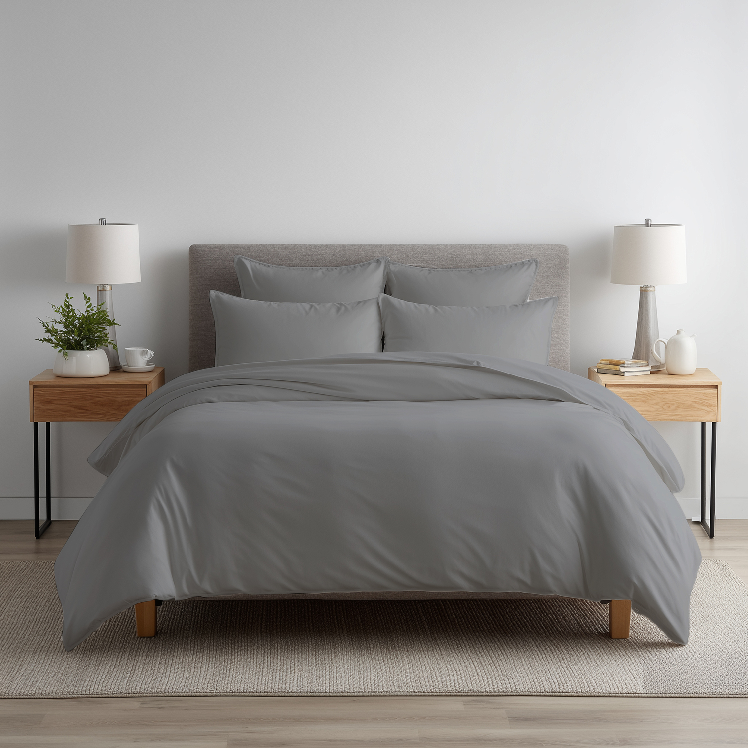 Snug City Luxury 200Tc Duvet Cover And Pillowcases Set Bed Linen - Grey / Single