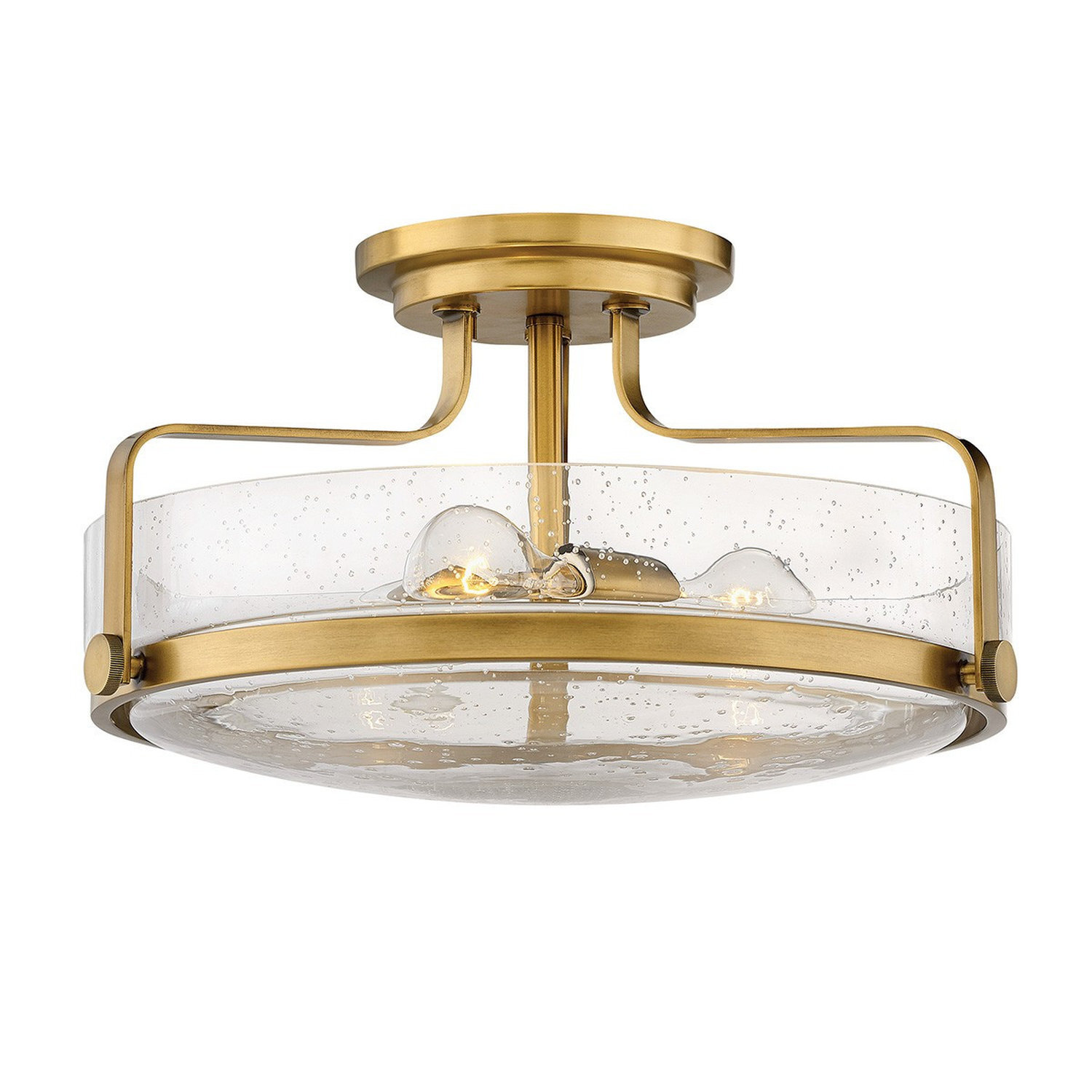 B&Q - Harper 3 Light Bowl Semi Flush Ceiling LightHeritage Brass - Image 2