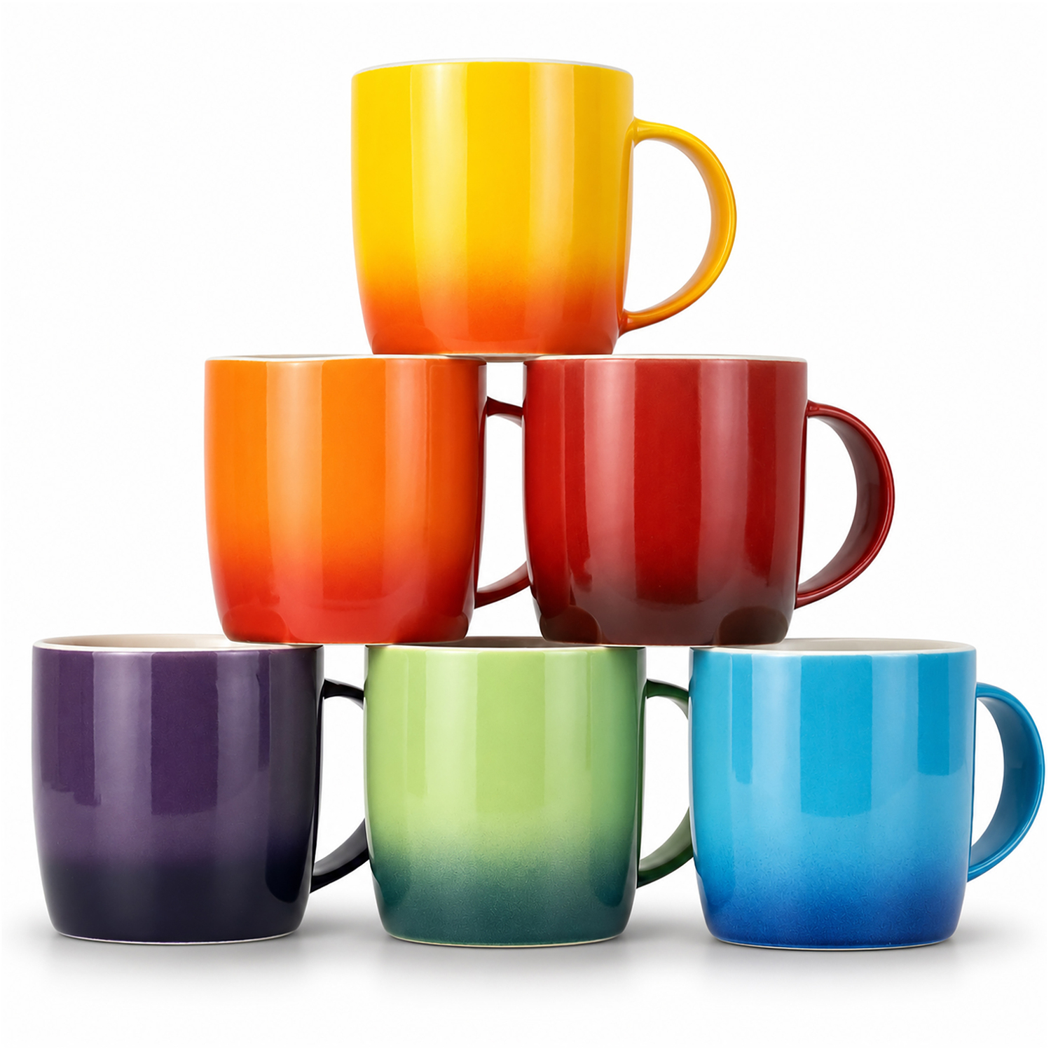 B&Q -  Multi-Coloured Rainbow Stoneware 350Ml MugsSet Of 6 - Image 3