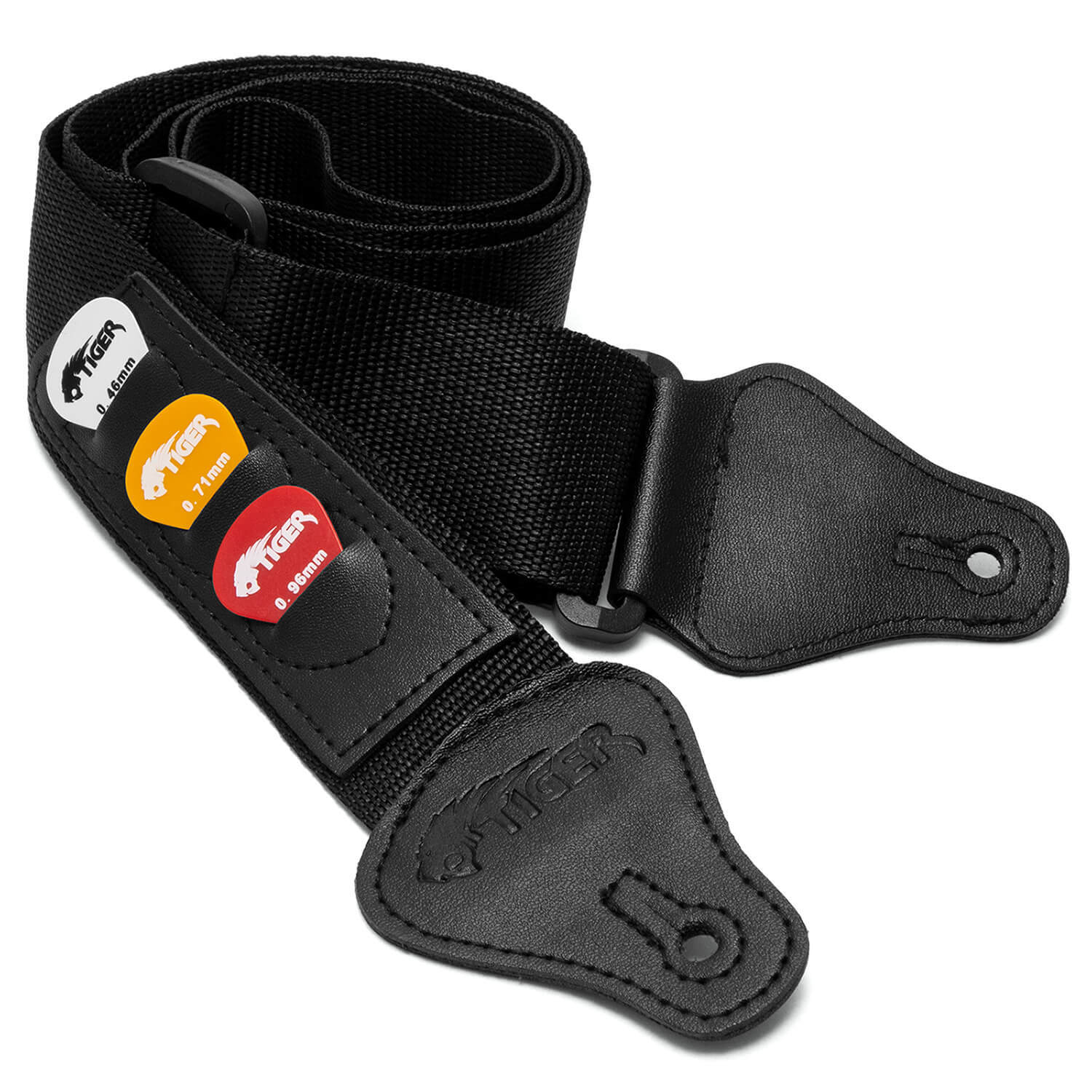 Tiger Music Guitar Strap With Pick Holders & Picks - Neutral