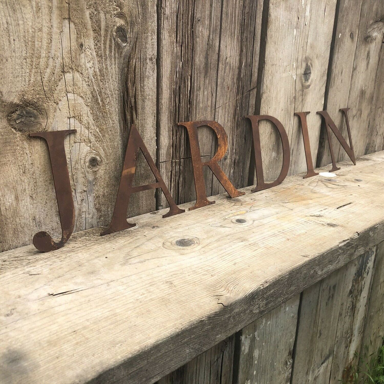 Garden Sign , Jardin Letters , Personalized Gift , Gifts for Him or Her - Rusted