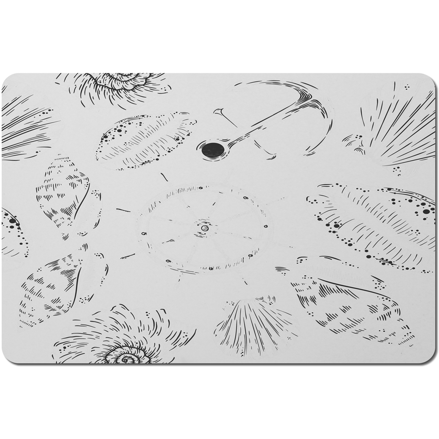 Drawn Nautical Elements Placemat - Black
