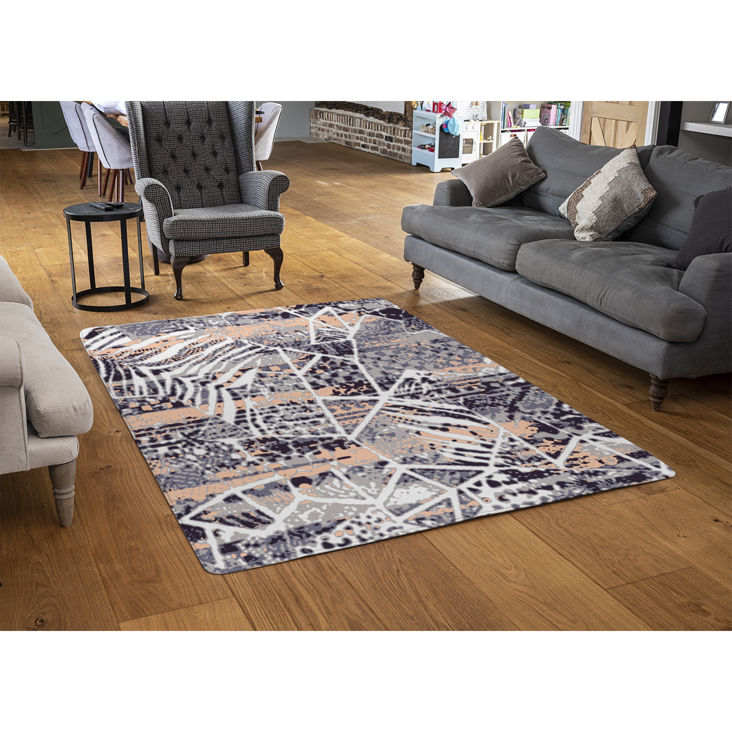 Grunged Print Rug - Pink / 150cm thumbnail