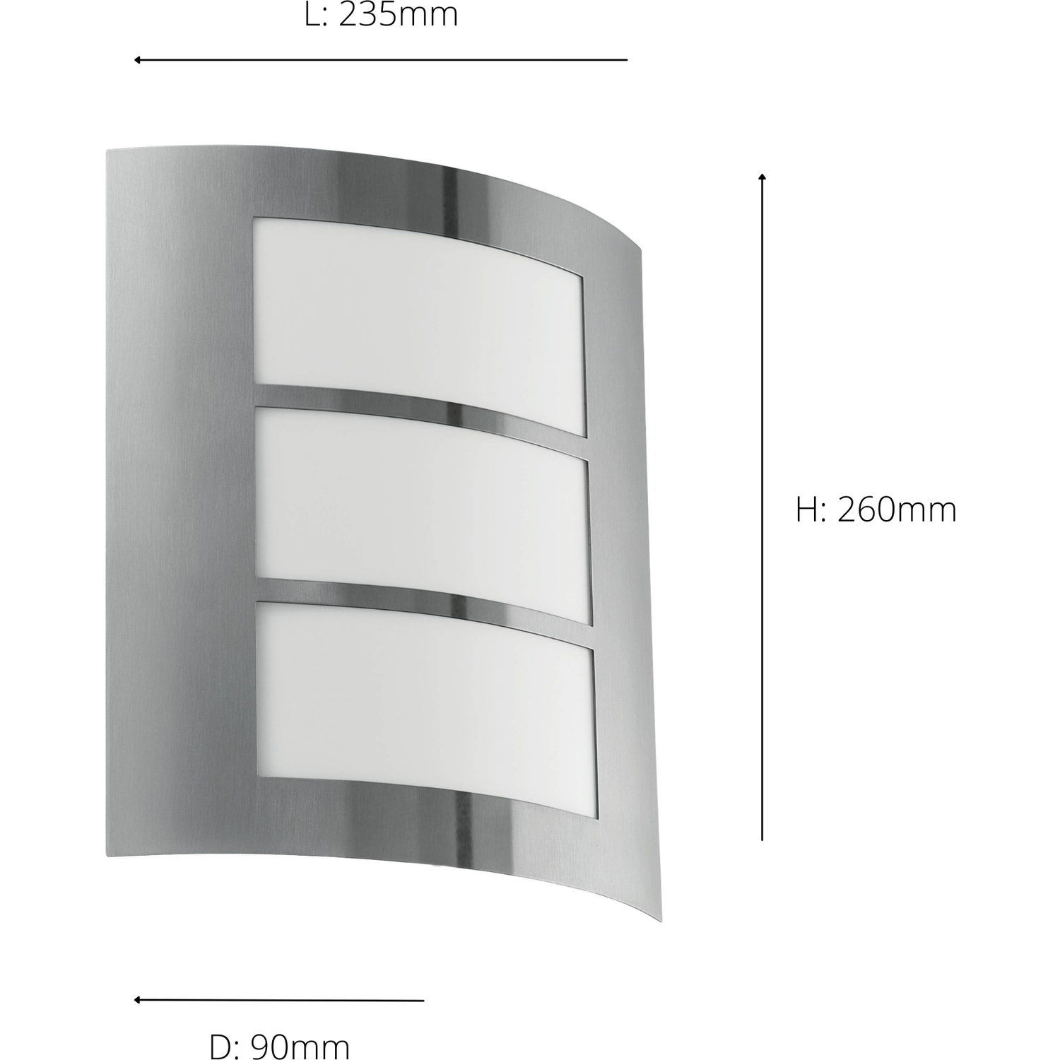 Eglo City Stainless Steel Outdoor Wall Light - Weatherproof Ip44 - D 23 5cm - Silver