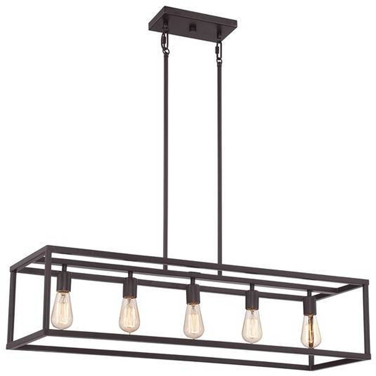 New Harbor 5 Light Pendant Bar Island Chandelier Light Western Bronze, E27 - Western Bronze