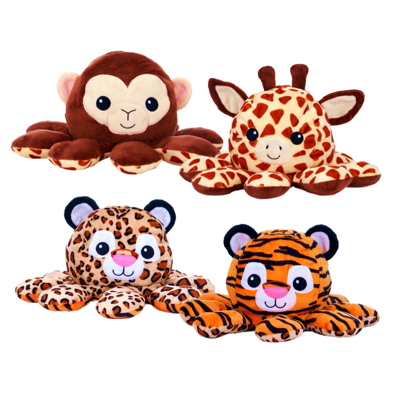 Image of Jungle Reversible Octopus Soft Toy - Monkey to Giraffe