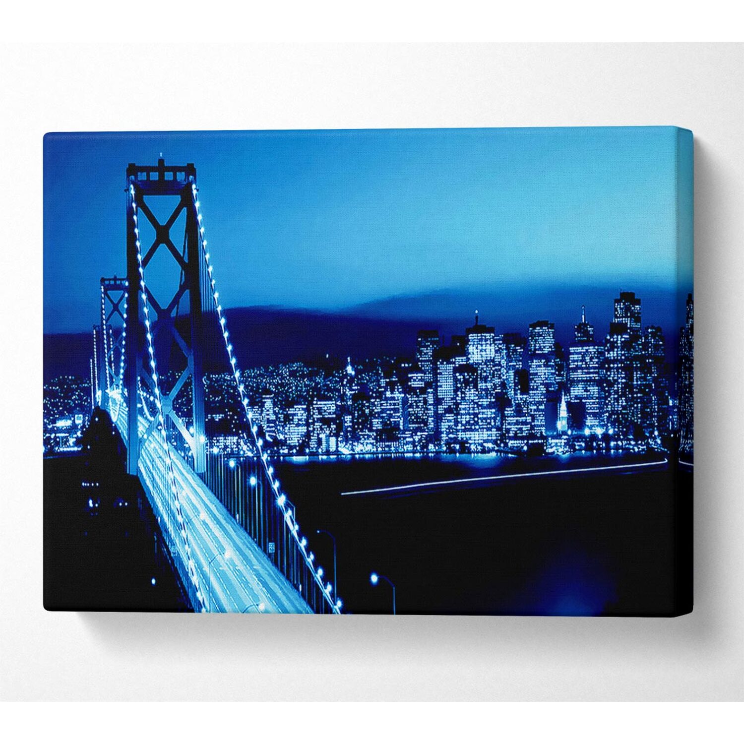 Wallart-Direct - Brooklyn Bridge Blues Canvas Print Wall Art - Yellow / 101.6cm thumbnail
