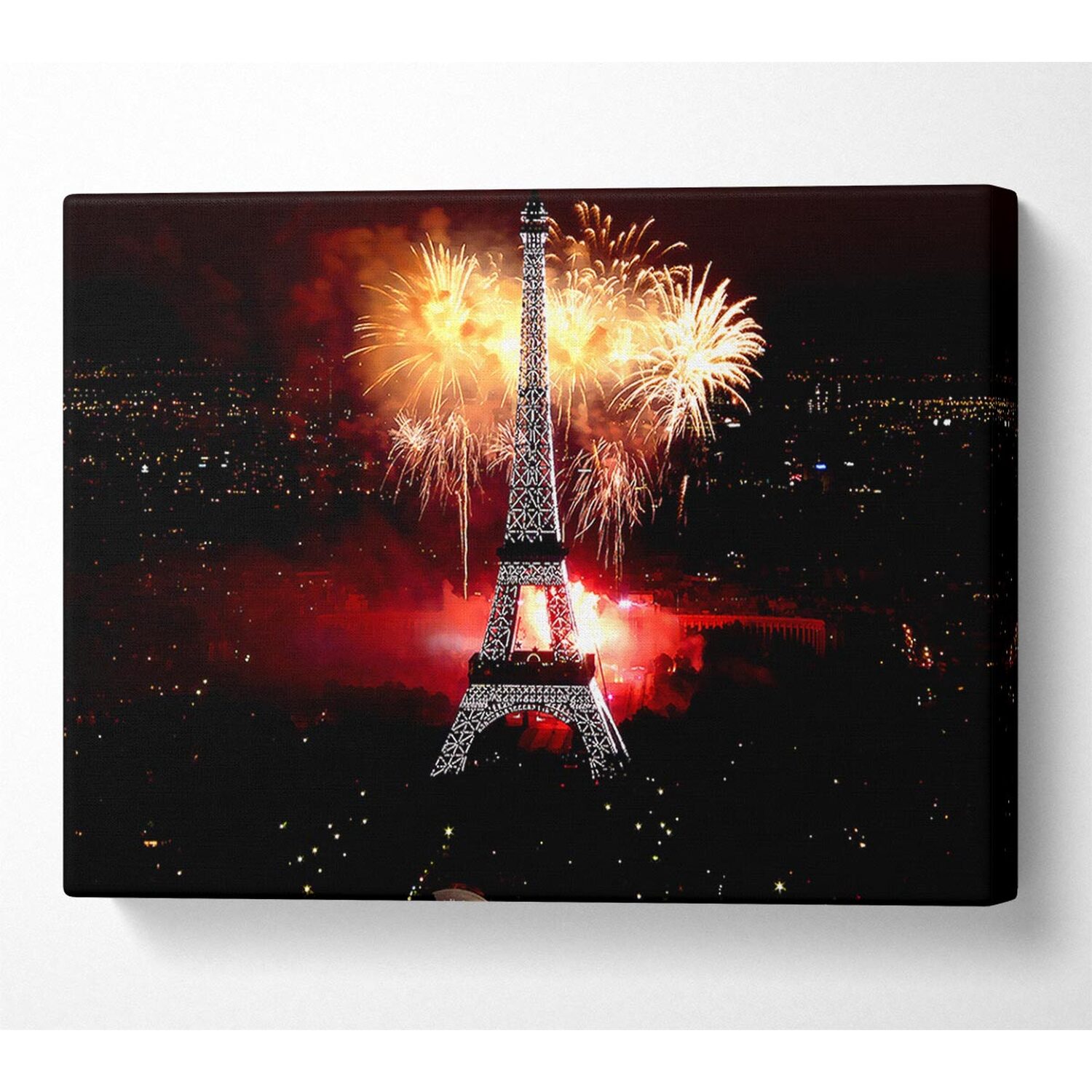 Wallart-Direct - Fireworks Eiffel Tower Canvas Print Wall Art - Yellow / 101.6cm thumbnail