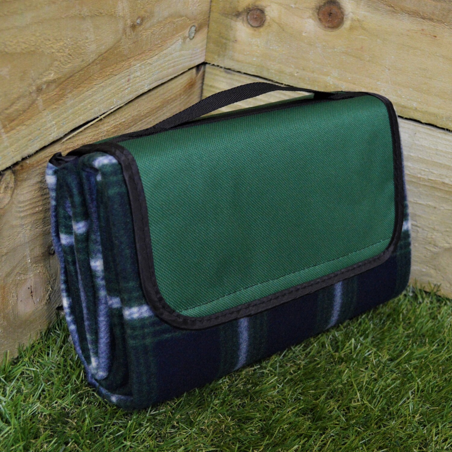 Red Picnic Cloth. Red Checked Picnic Blanket with a Empty Basket on a