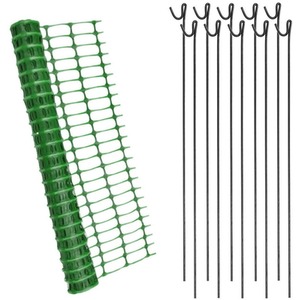 Green Plastic Barrier Mesh Fence 25m - OPTIONAL 10 Metal Fencing Pins