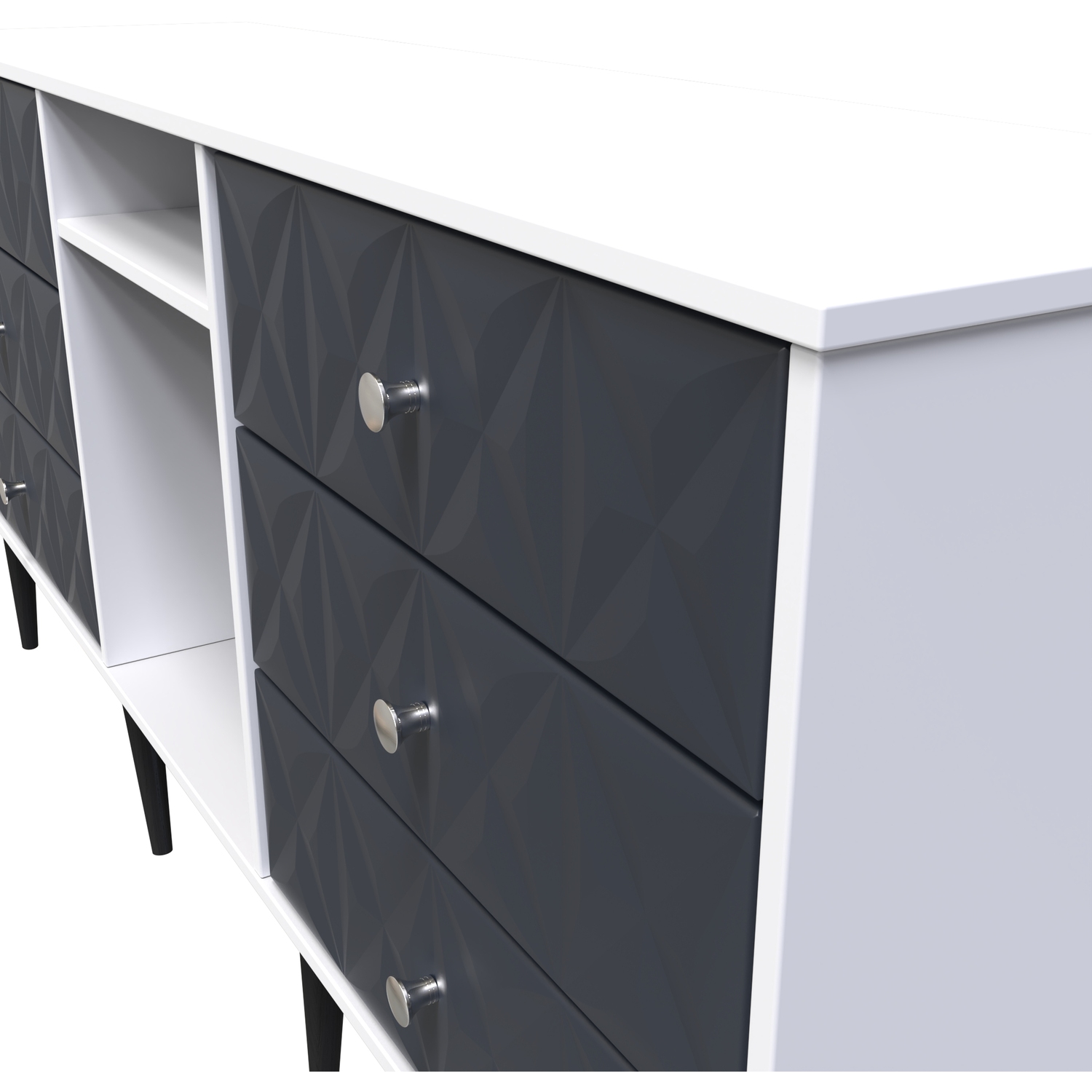 Pixel 6 Drawer Tv Unit - Indigo Matt White