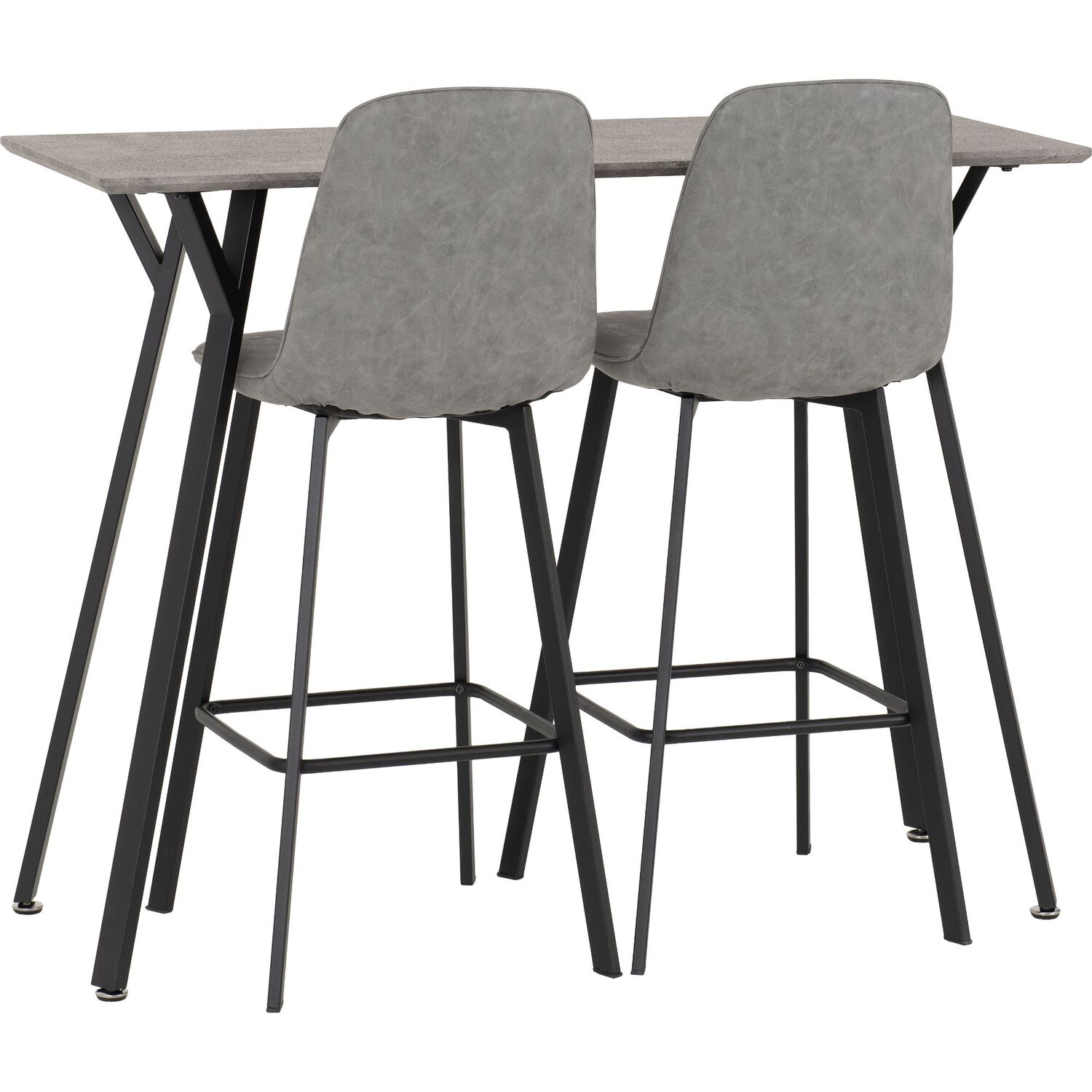 Quebec Bar Table With Two Bar Chairs - Concrete Effect