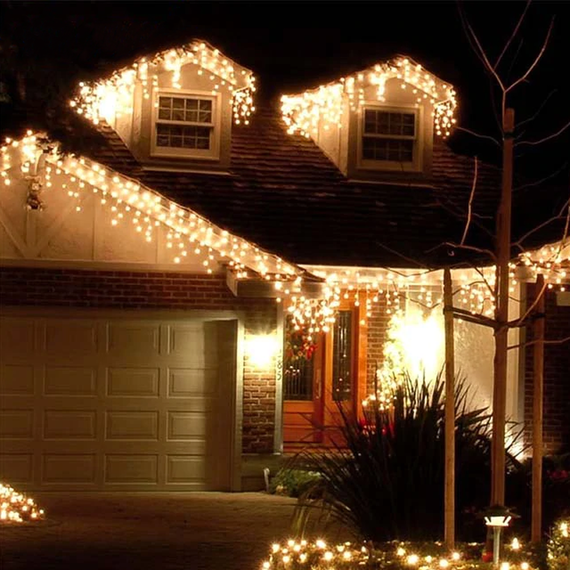 Warm White Outdoor Connectable Icicle Mains Powered Lights