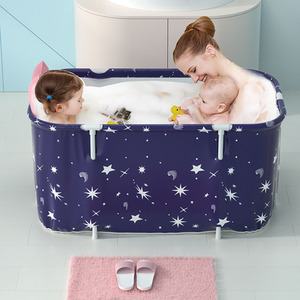 Starry Sky Foldable Bathtub with Cushion