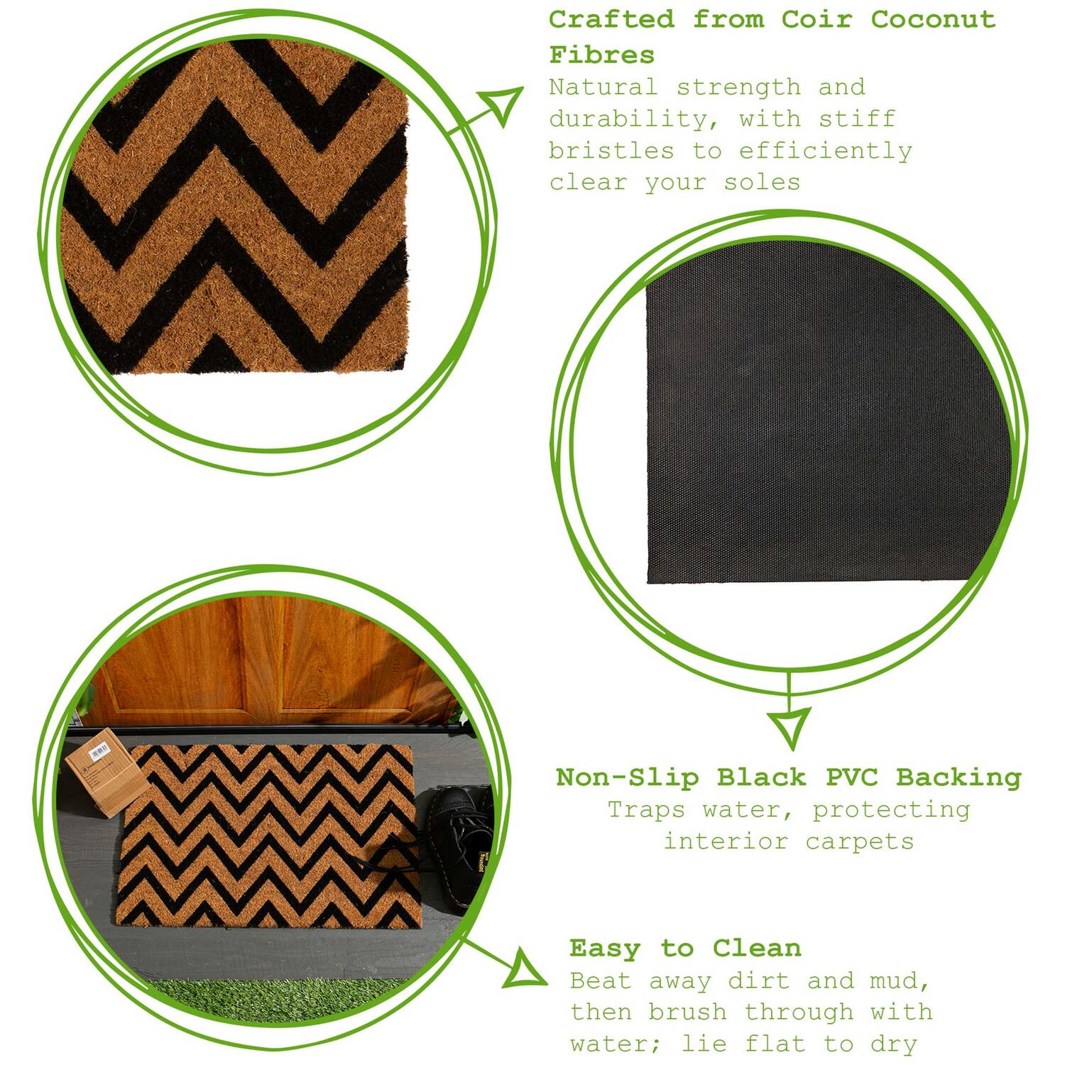 Spring Coir Mat Insert Nicola Spring Coir Door Mats - 60 x 40cm - Zig Zag - Pack of 2