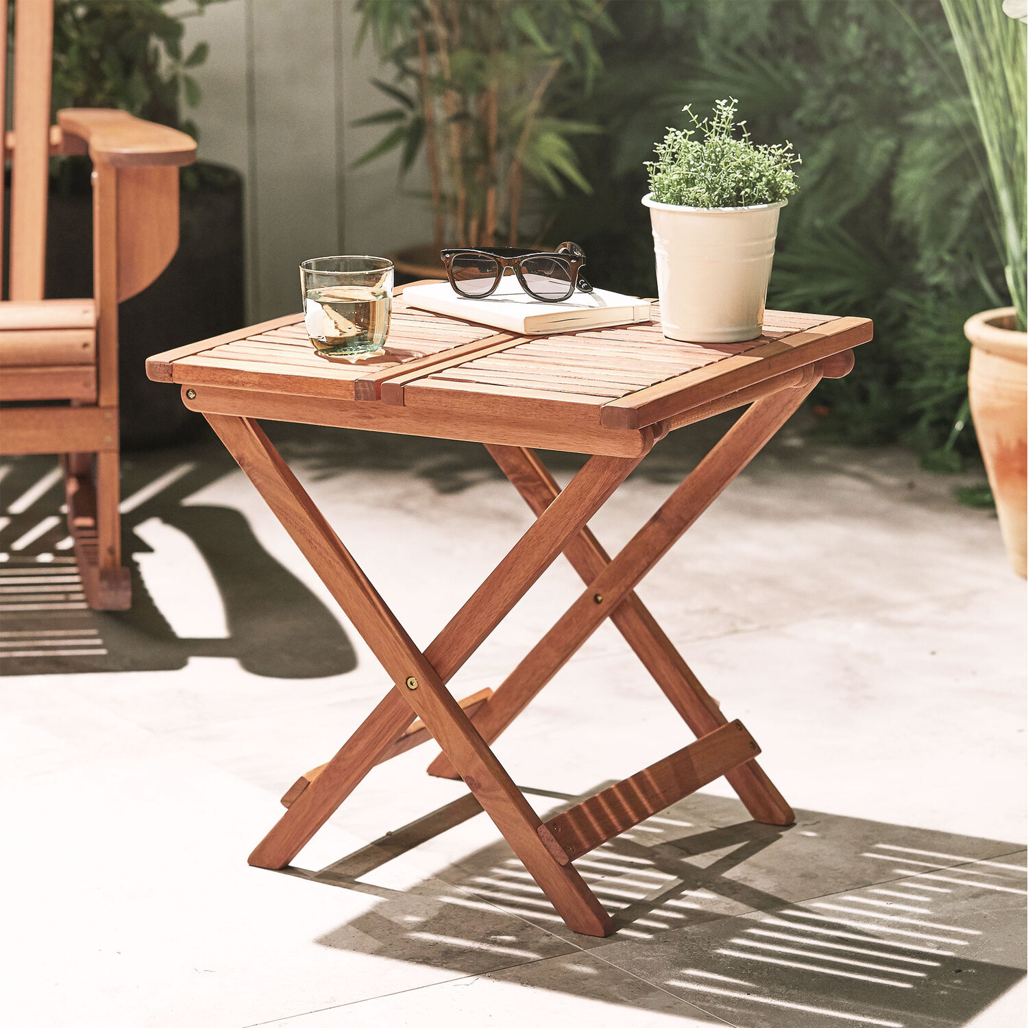 Adirondack Folding Side Table For Garden And Outdoors - Natural