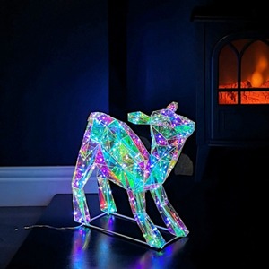 Light up Standing Iridescent DreamLights Christmas Fawn with LEDs
