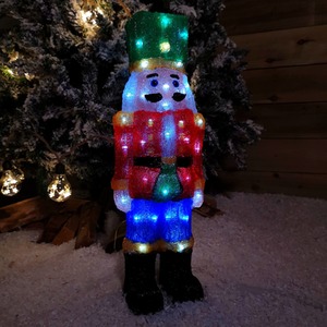 Battery Operated Light-up Acrylic Christmas Nutcracker Decoration with LED
