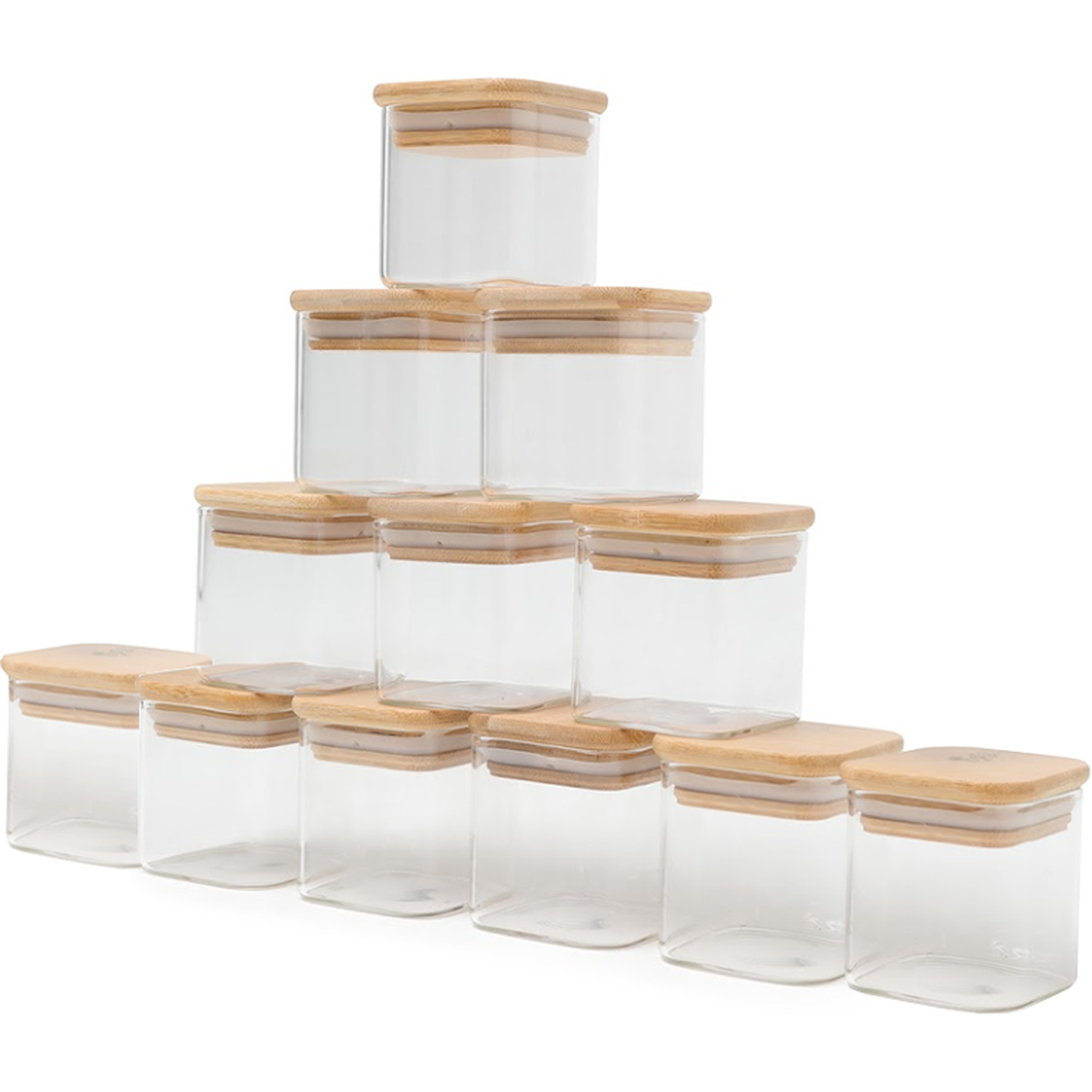 Image of Glass Spice Jars with Bamboo Lids&hellip;