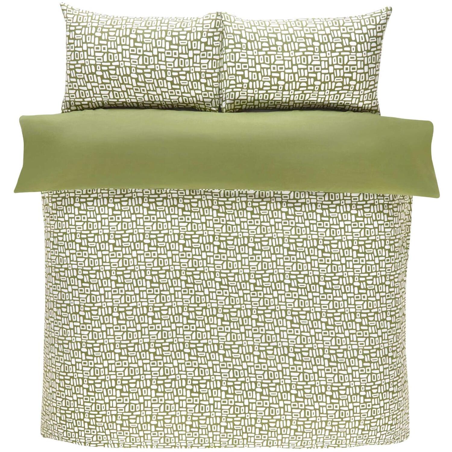 Pebbles Geo Duvet Cover Set - Green Double