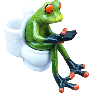 Texting on Toilet Frog
