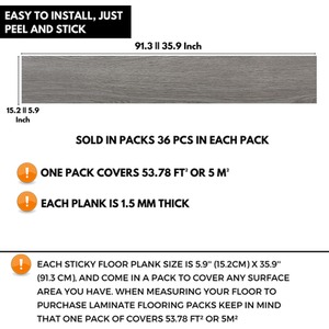 Grey Self-Adhesive Floor Planks Pack of 36 Vinyl Flooring  shot 5718038