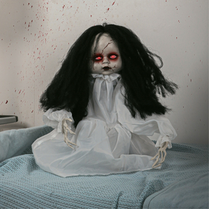 Animatronic Jumping Doll Halloween Decoration with Light up Eyes  Sound FX