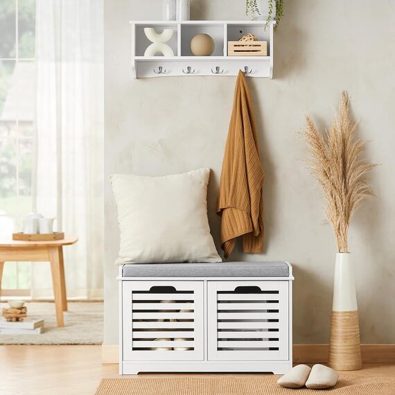 Shoe Bench With 2 Internal Adjustable Shelves