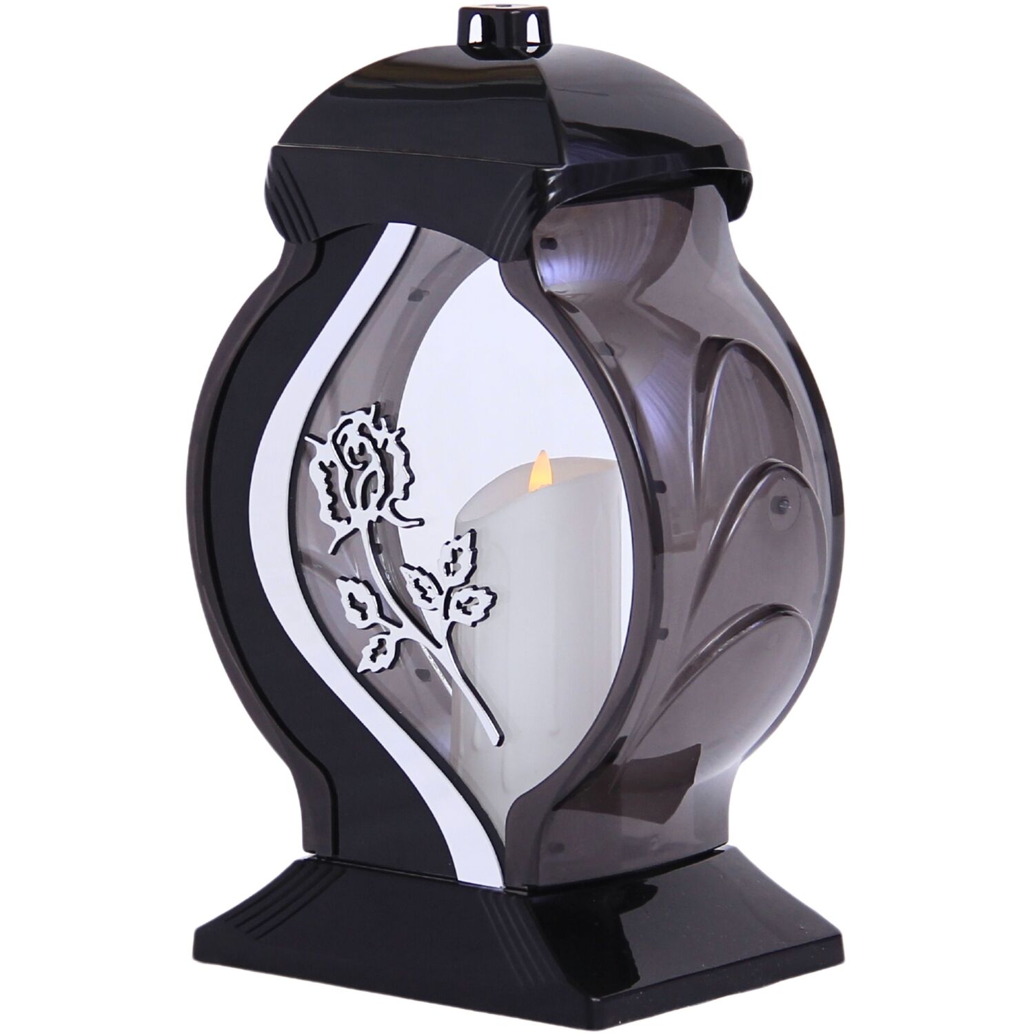 Image of Memorial Grave Lantern With Silver Flower&hellip;