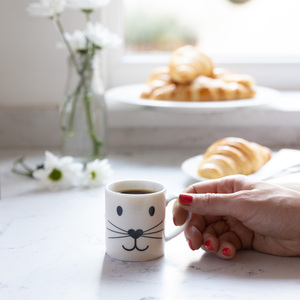 Set Of 6 Cat Face Espresso Cups