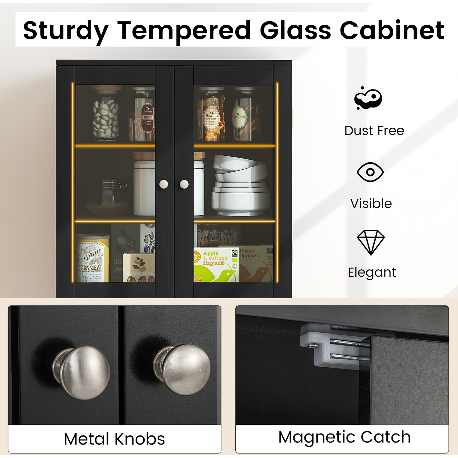 Kitchen Pantry Storage Cabinet - Black