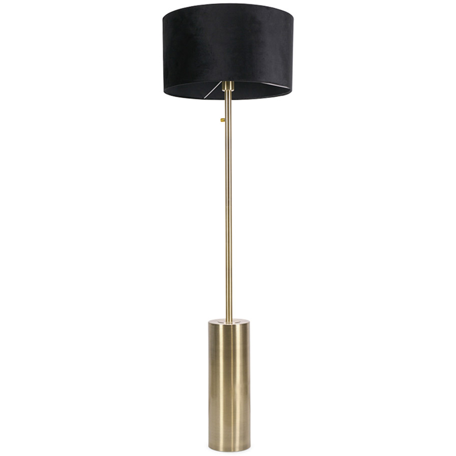 Lexy Velvet Drum Shade with Antique Brass Dimmable Floor Lamp with LED Bulb - Gold