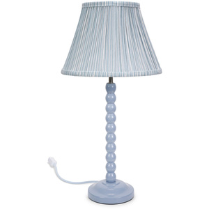 Bobbins Powder Blue Table Lamp with Tapered Fabric Pleated Lamp Shade