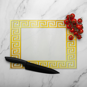 Golden Greek Ornamental Frame Glass Chopping Board-large