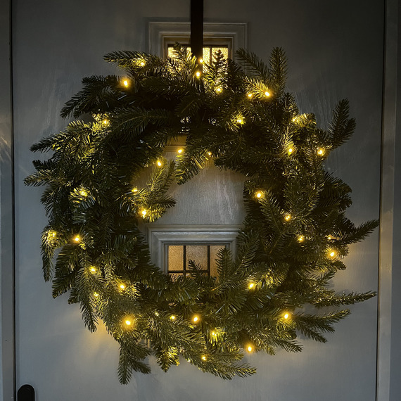 60cm Premium Mixed branch Prelit Christmas Wreath