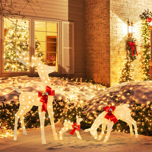 3-Piece Reindeer Family Set with LED Lights