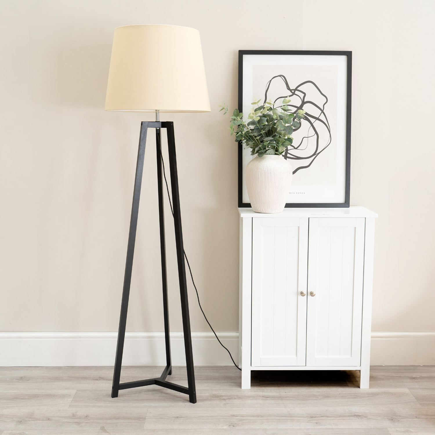 Image of Lottie Wood Floor Lamp with Tapered&hellip;