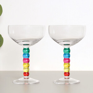 Pack of 2 Multicolour Bobble Coupe Glasses