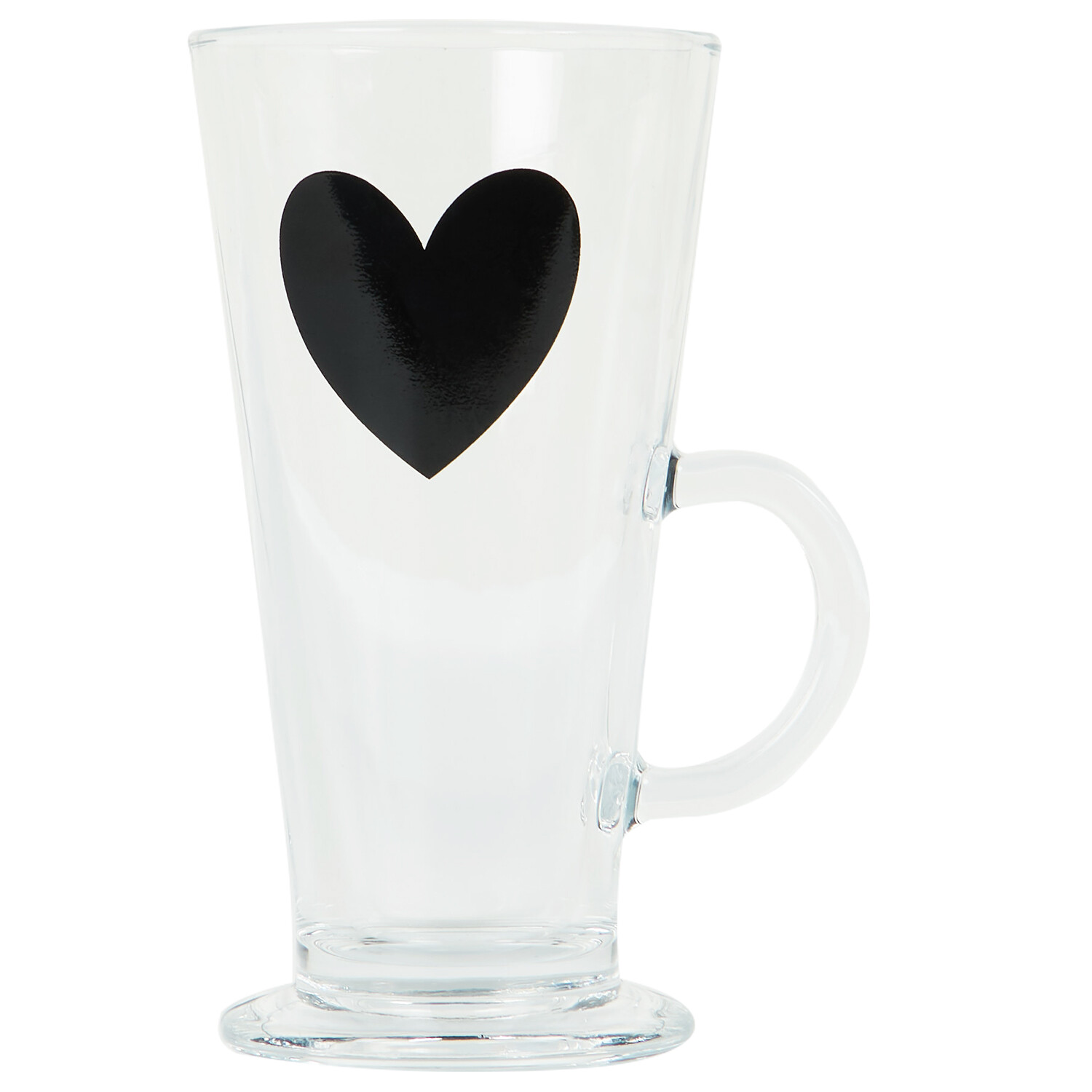 Image of Glass Latte Mug with Black Heart&hellip;