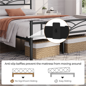 Black / Single Metal Bed Frame with Cloud Design shot 7179298