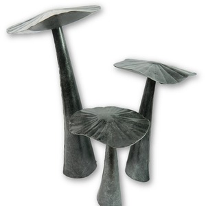 Set of 3 Flat Mushrooms 20 30 40cm Silver