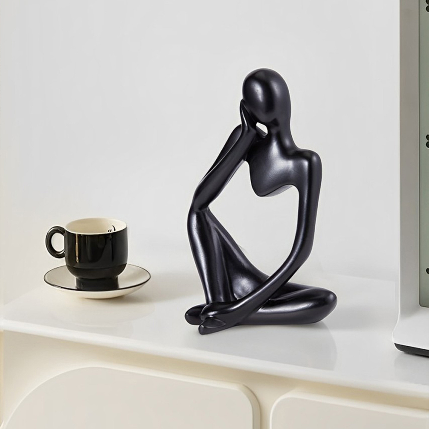 Lifeideas Thinker Resin Abstract Shelf Decor - Black