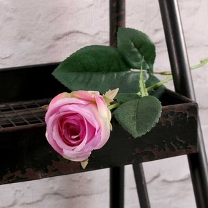 Artificial Silk Buckingham Rose Bud Stem 40cm