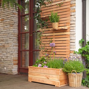 Wooden Trough Planter with Close Style Privacy Trellis