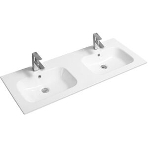 Ceramic 121cm Thin-Edge Double Inset Basin with Oval Bowl