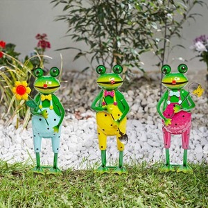 Metal Frog Garden Stake Ornaments