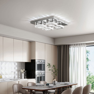 Ceiling Light with Four Rectangular LED Crystal Rings
