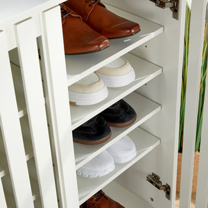 White Halden Shoe Storage 3 Door Slatted Front Cabinet Unit  shot 7647920