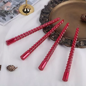 4pc Twisted Red Taper Candle Set